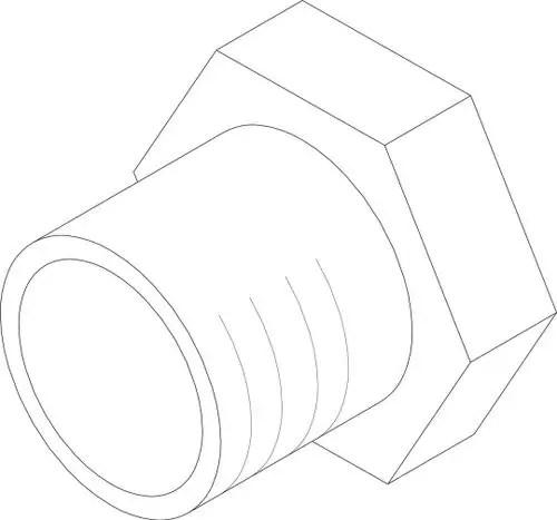 Bosch Düse mit einem zylindrischen Ende und einem hexagonalen Kopf, geeignet für technische Anwendungen.